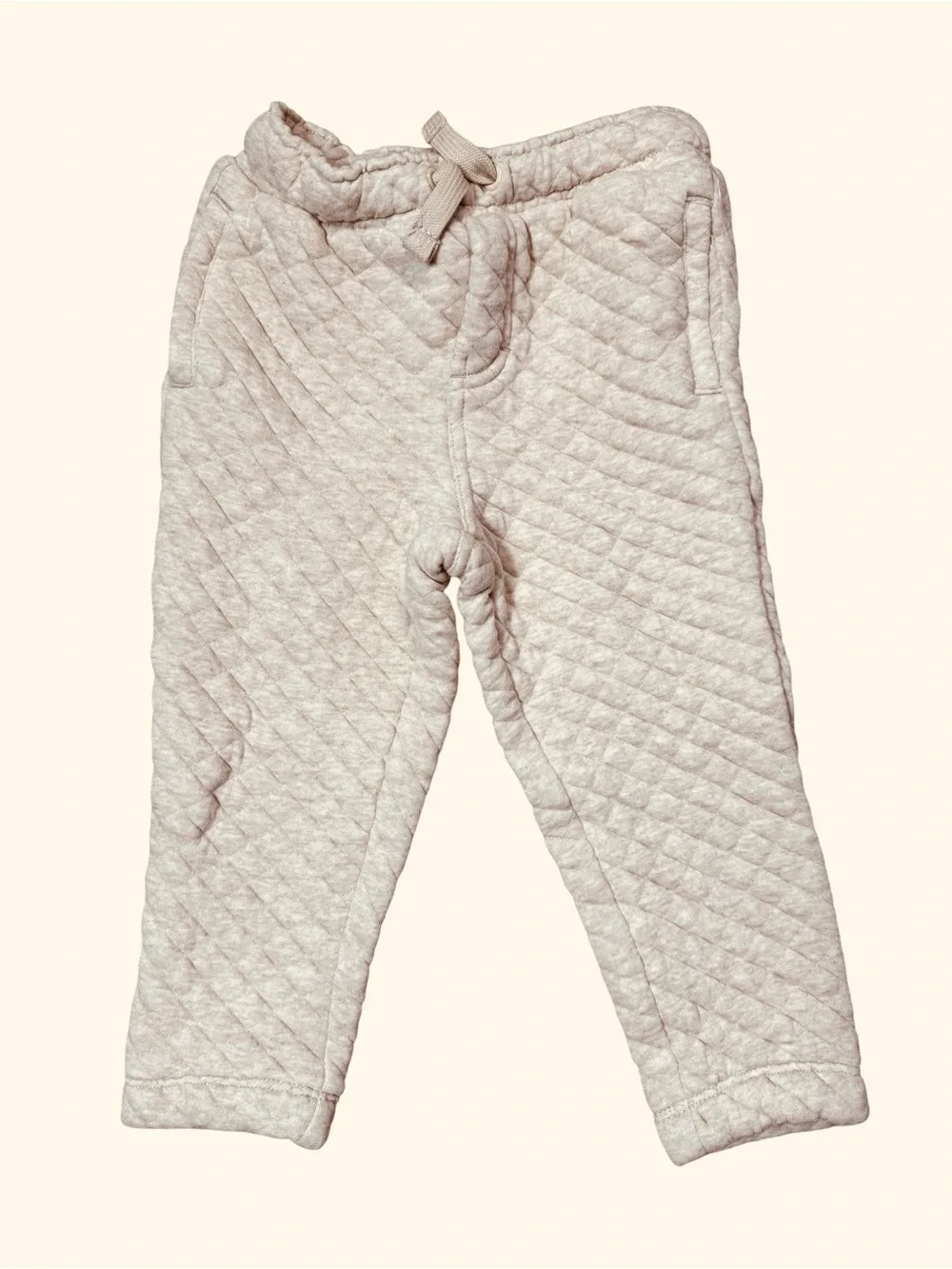 NWT New Gymboree Quilted Jogger Beige Cotton Pants Size 2T
